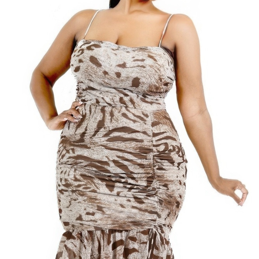 Wild Animal Print Ruffle Hem Dress